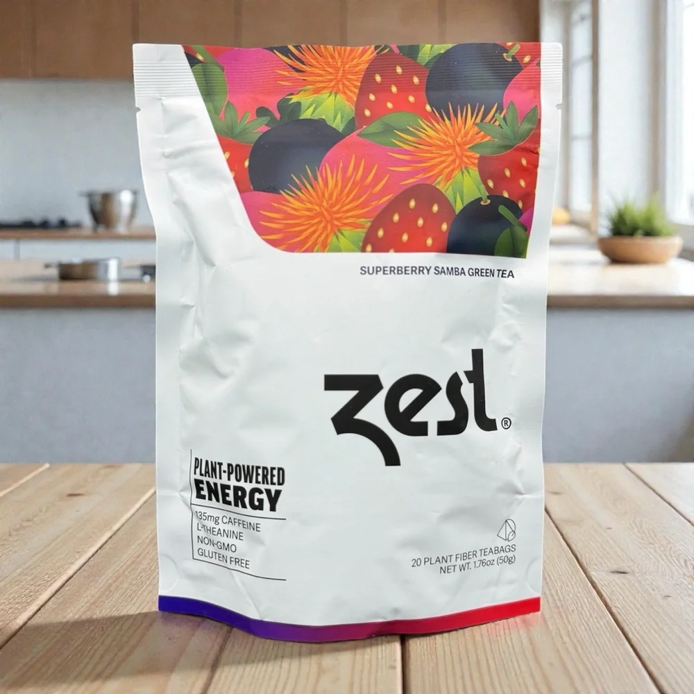 Zest Energy Superberry Samba Green Tea 20‎ Bags 135mg Caffeine Keto Friendly